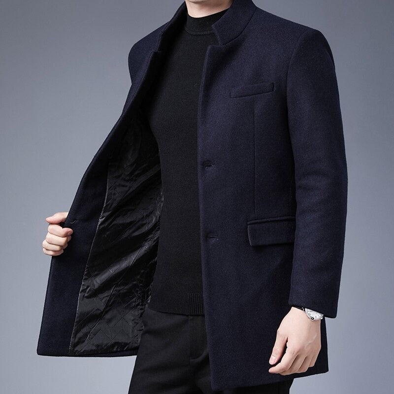 Elarova | Herren-Trenchcoat aus Wolle – winddicht