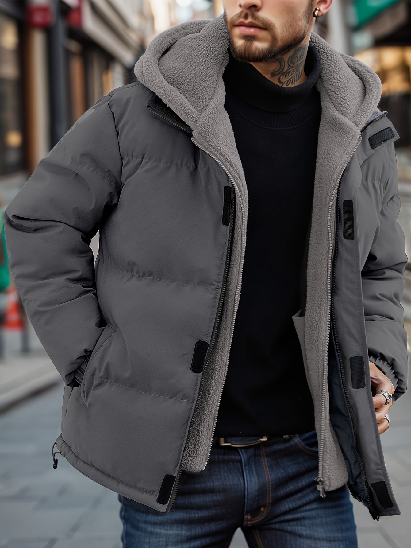 Herren Winterjacke aus weichem Plüsch - Modell Jacob
