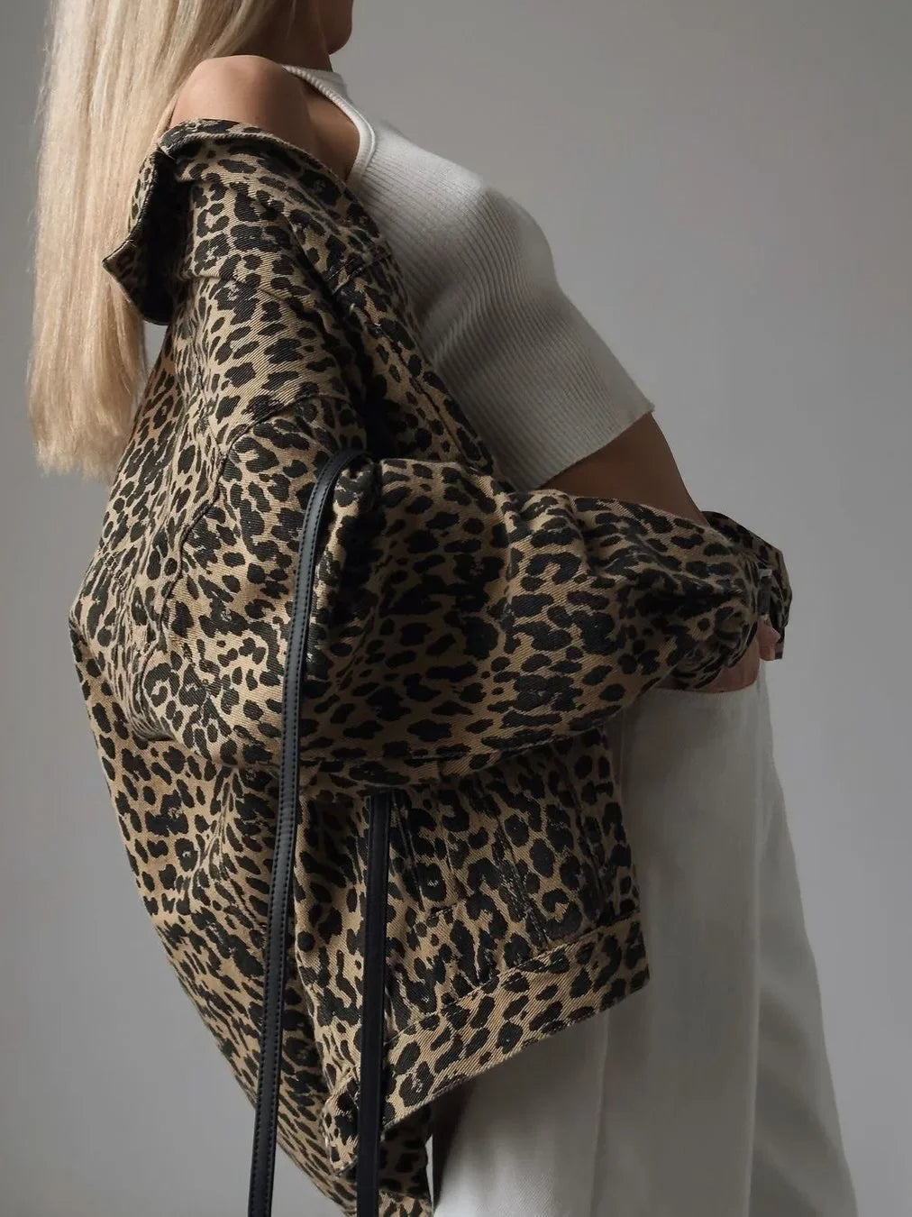Elarova |  Jeansjacke mit Leopardenmuster für Damen