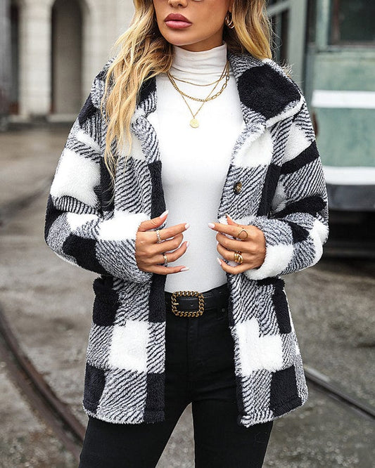 Elarova |  Karierte Jacke mit Knöpfen für Damen