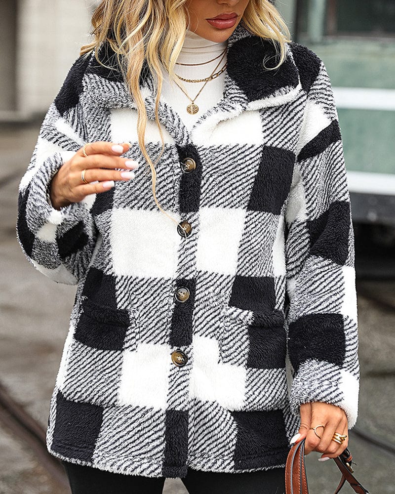 Elarova |  Karierte Jacke mit Knöpfen für Damen