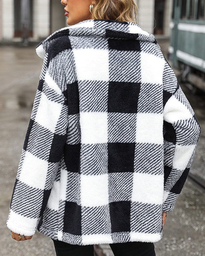 Elarova |  Karierte Jacke mit Knöpfen für Damen