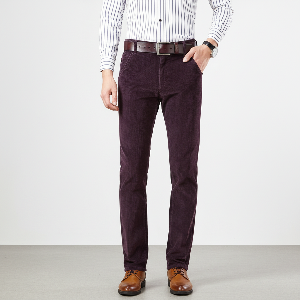 Herren Cordhose Klassisch Braun Elegant