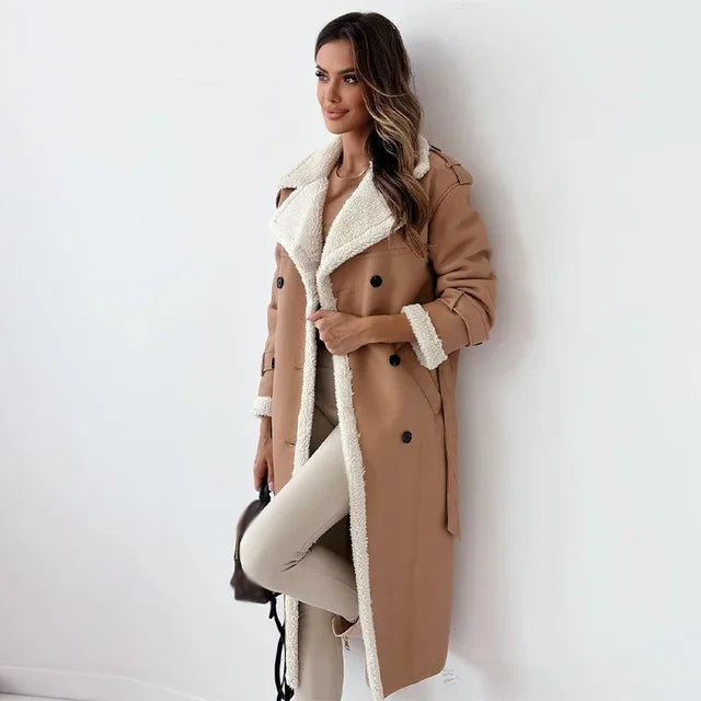 Elarova |  Langer Mantel mit Knopfleiste für Damen