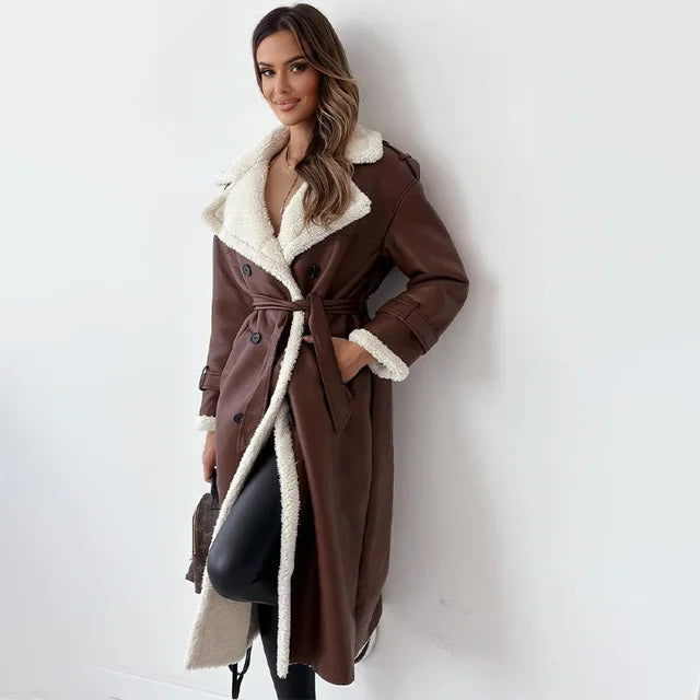 Elarova |  Langer Mantel mit Knopfleiste für Damen