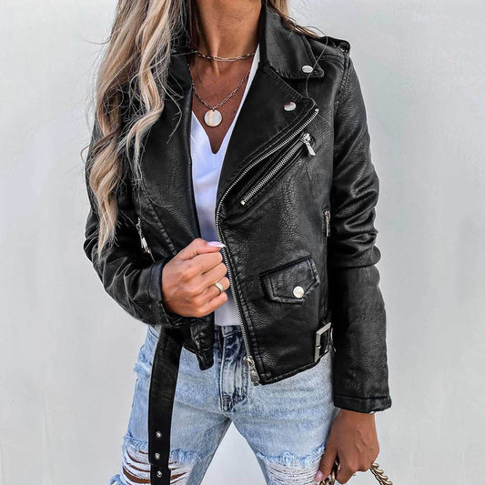 Elarova |  Lässige Damen-Bikerjacke mit Revers