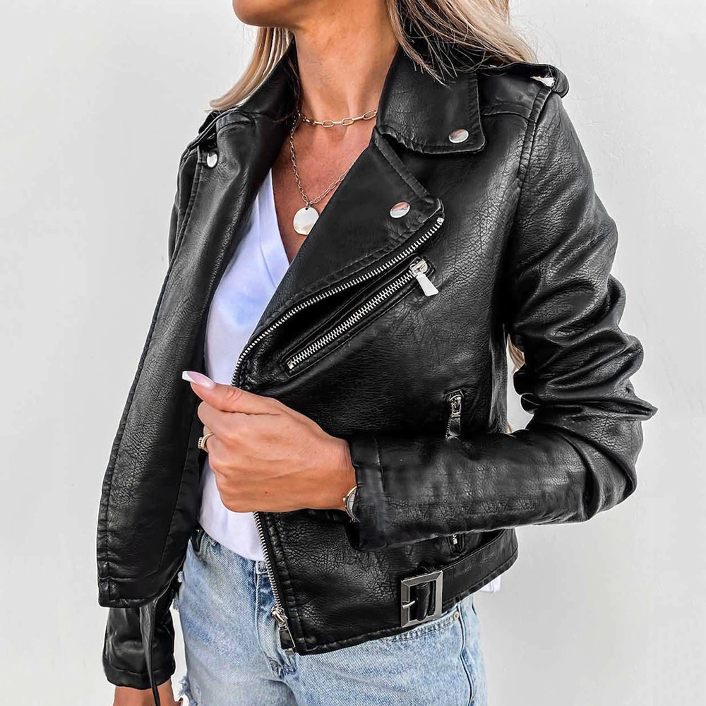 Elarova |  Lässige Damen-Bikerjacke mit Revers