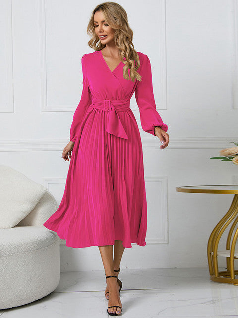 Nicole™ – Damen Kleid mit Gürtel und Eleganter Faltenoptik für Winterkomfort