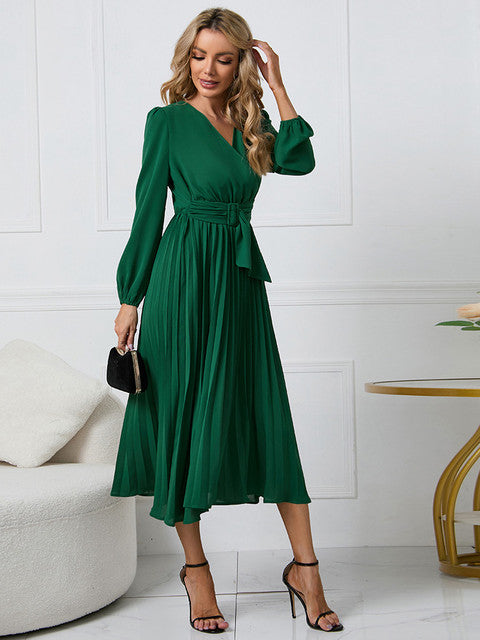 Nicole™ – Damen Kleid mit Gürtel und Eleganter Faltenoptik für Winterkomfort