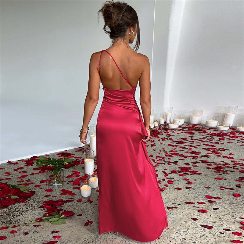 Maxikleid Sommerkleid Schulterfrei Elegantes Polyester Kleid