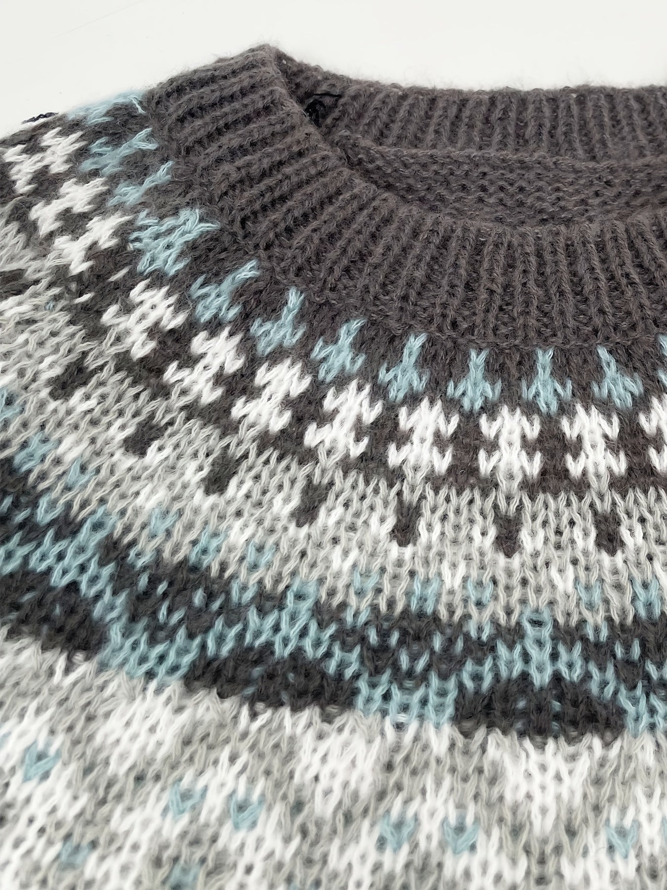 Norweger Grobstrickpullover | Langarm mit Jacquard-Muster