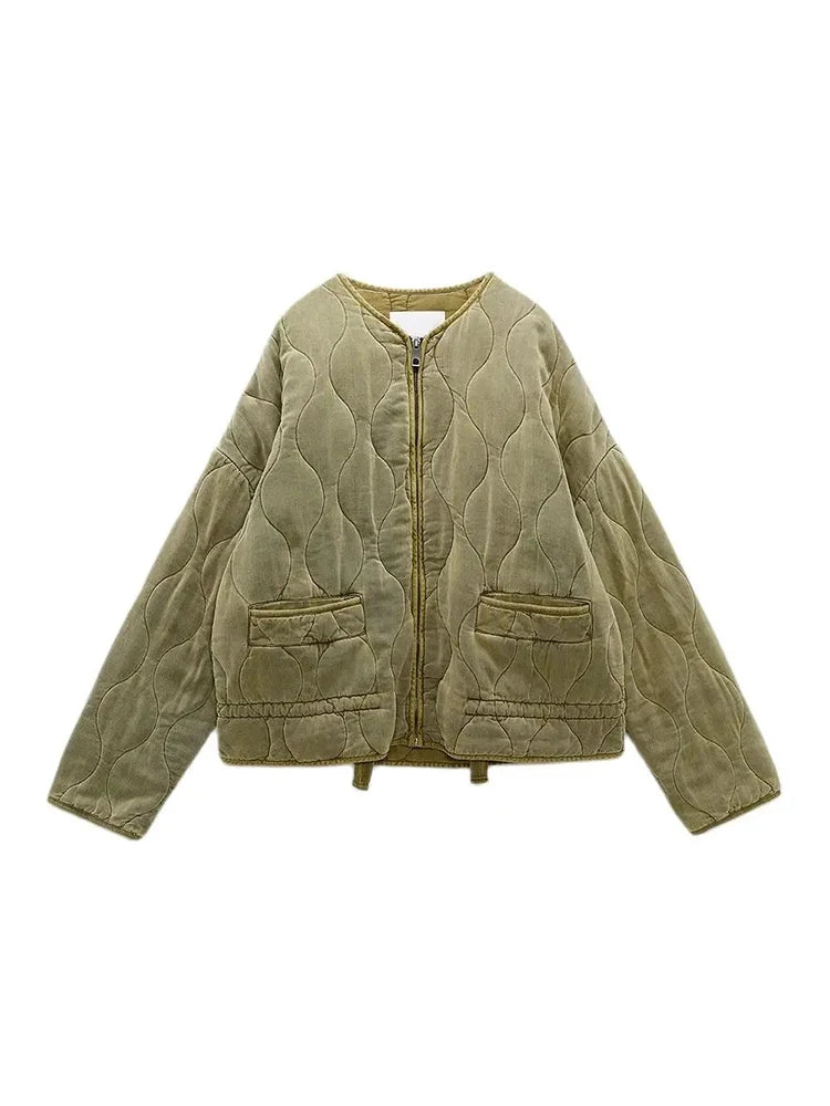 Elarova |  Oversized Vintage Gepolsterte Damenjacke