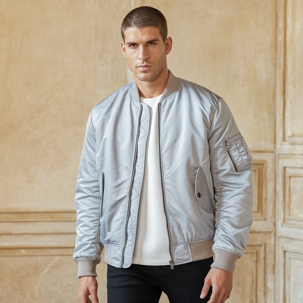Elarova | Pilot Jacket Herren - Stehkragen Fliegerjacke Einfarbig