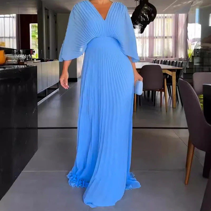 Plisea™ – Klassisches Elegantes Midikleid mit Plissee
