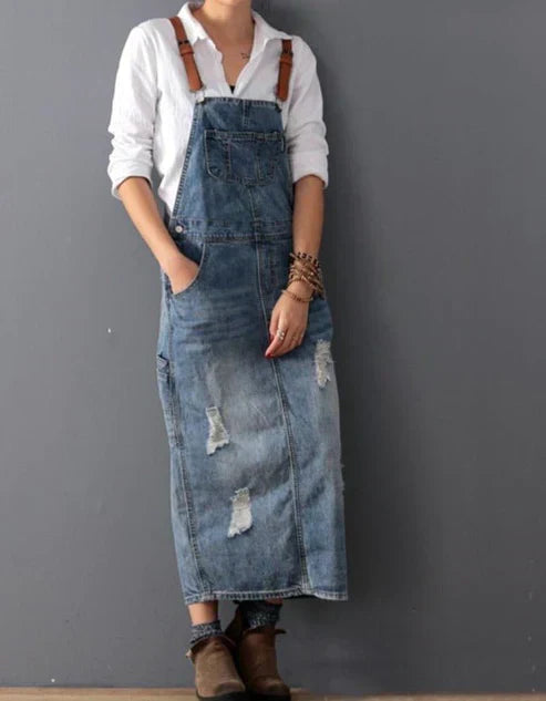 Romilly Jeans-Overallkleid: Zerrissen