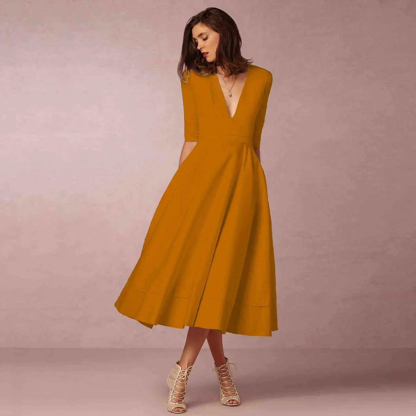 Norma™ – Damen Midikleid Elegante Raffinesse Für Besondere Anlässe-2