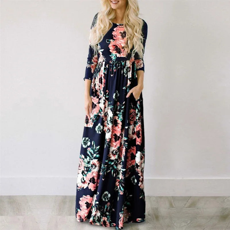 BohoChic™ – Damen Maxikleid Sommer Floral Druck Bequem & Stylish 4