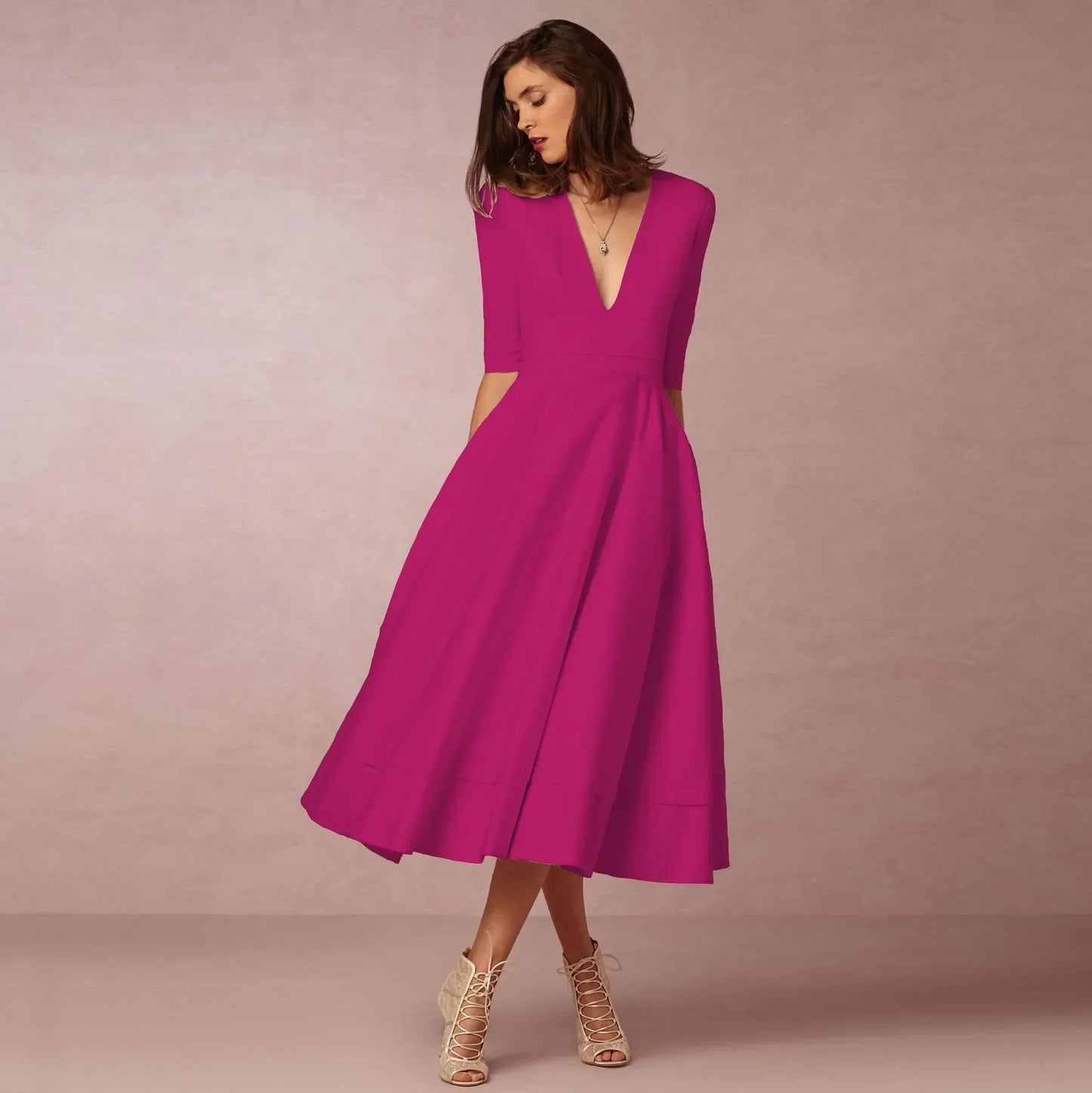 Norma™ – Damen Midikleid Elegante Raffinesse Für Besondere Anlässe-5