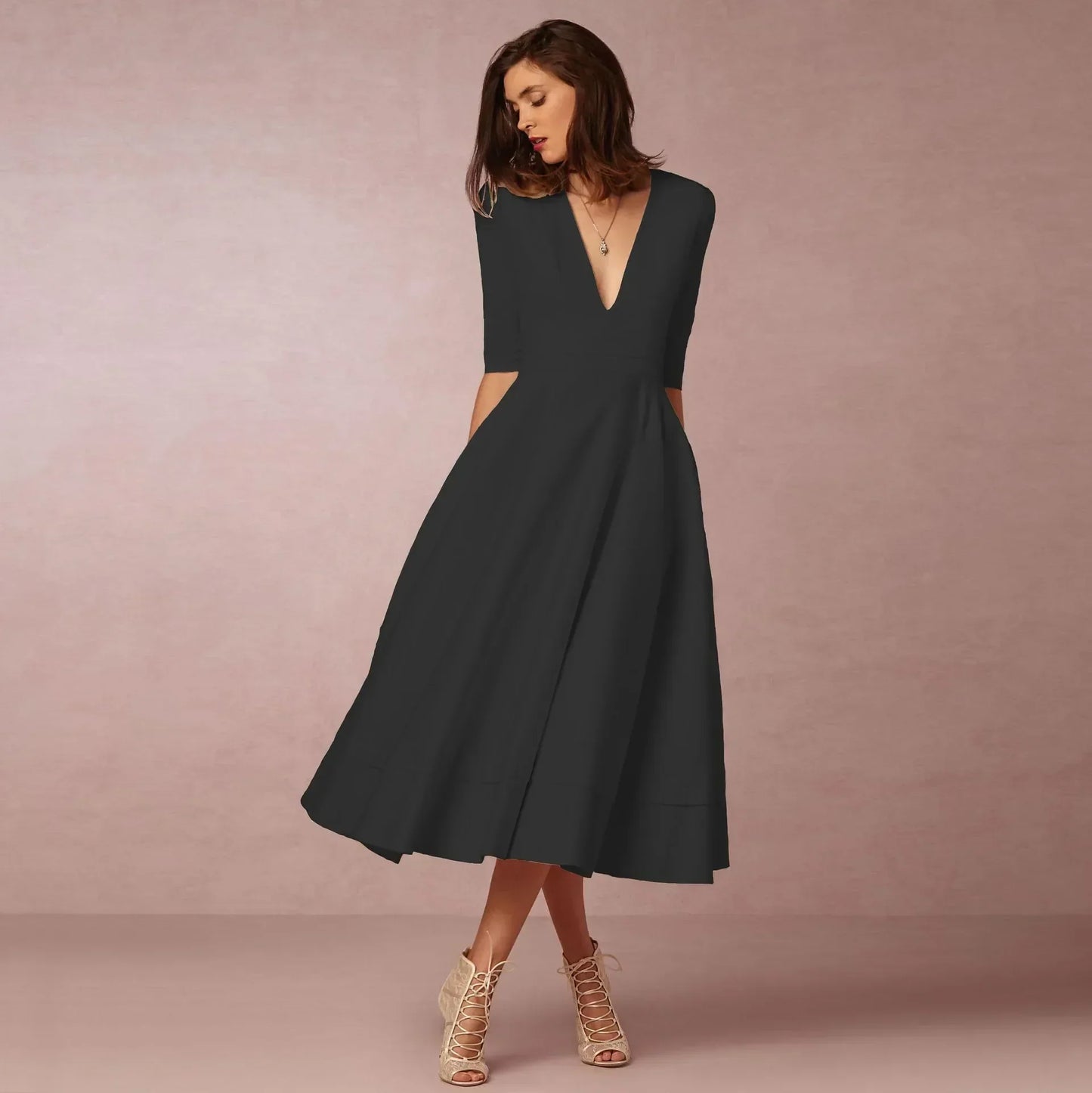 Norma™ – Damen Midikleid Elegante Raffinesse Für Besondere Anlässe-6