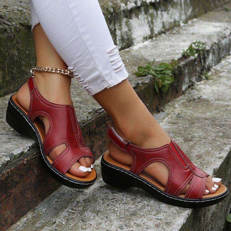 WOLFF™ – Damen Sandalen mit Orthopädischem Fußbett und Bequemem Keilabsatz-4