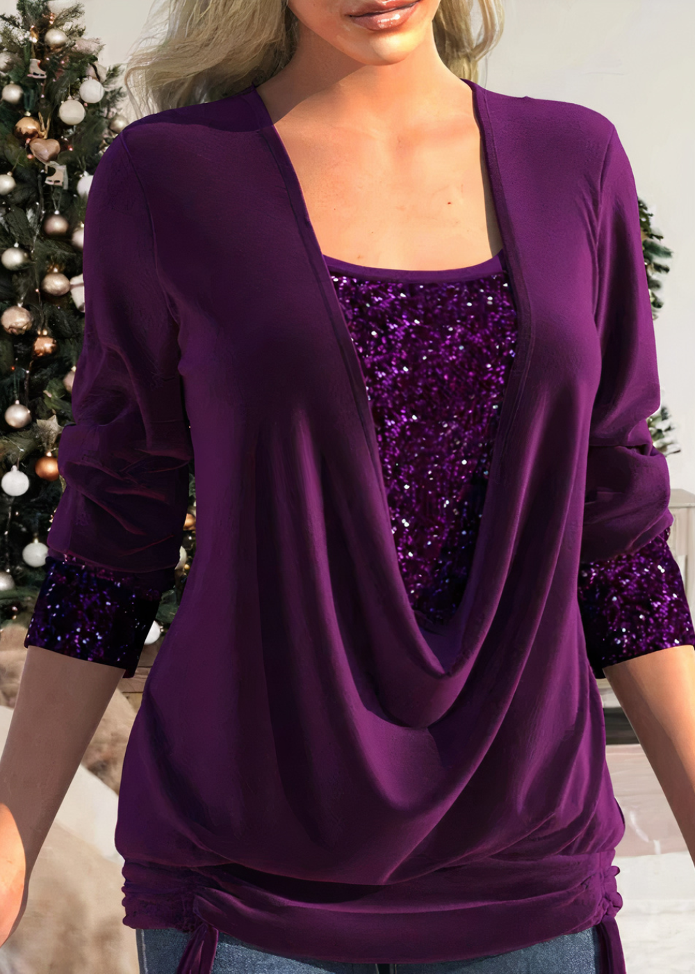 GlamourShine™ – Damenbluse mit Pailletten Elegante Raffinesse für Feste