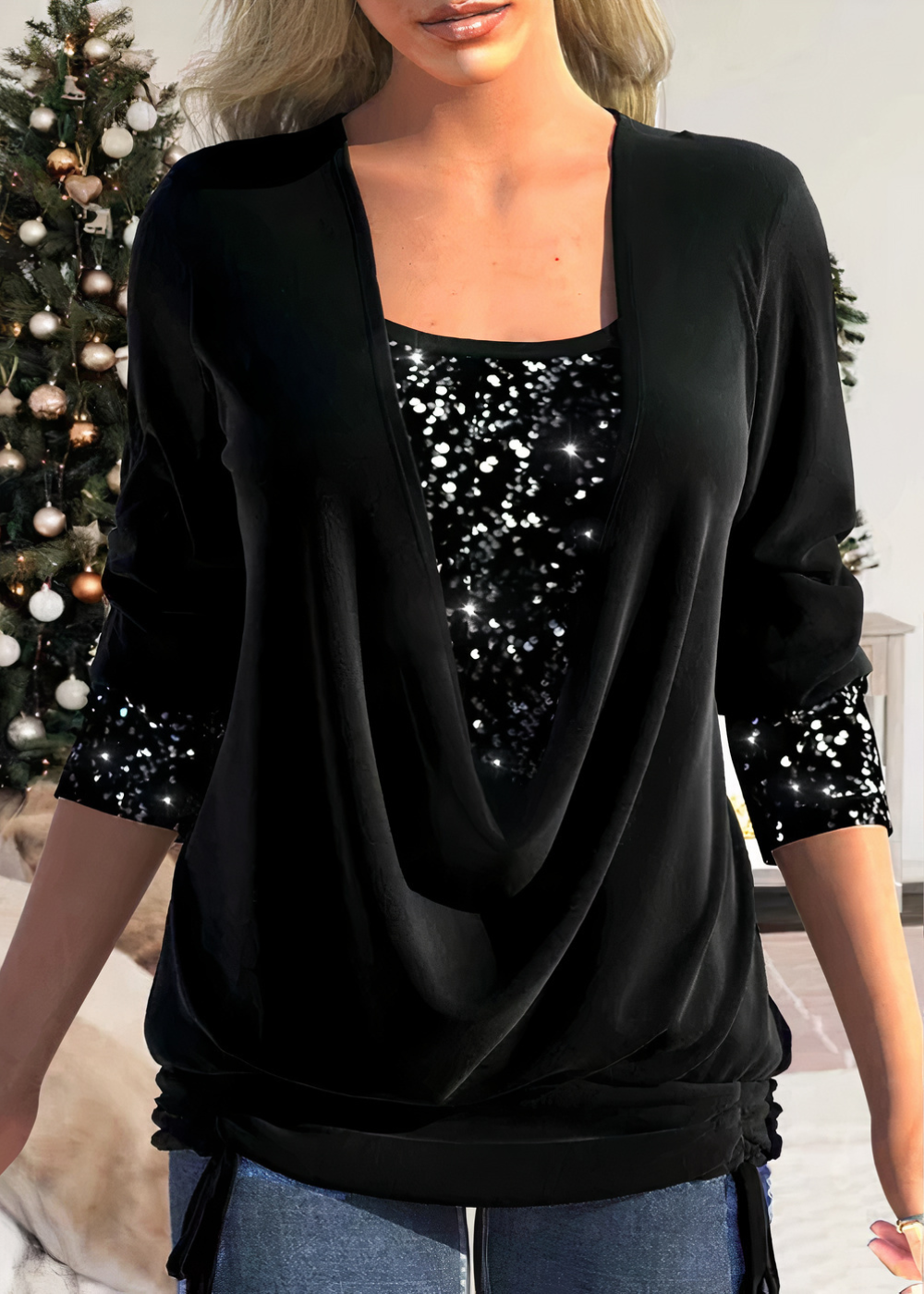 Variant image for GlamourShine™ – Damenbluse mit Pailletten Elegante Raffinesse für Feste-37