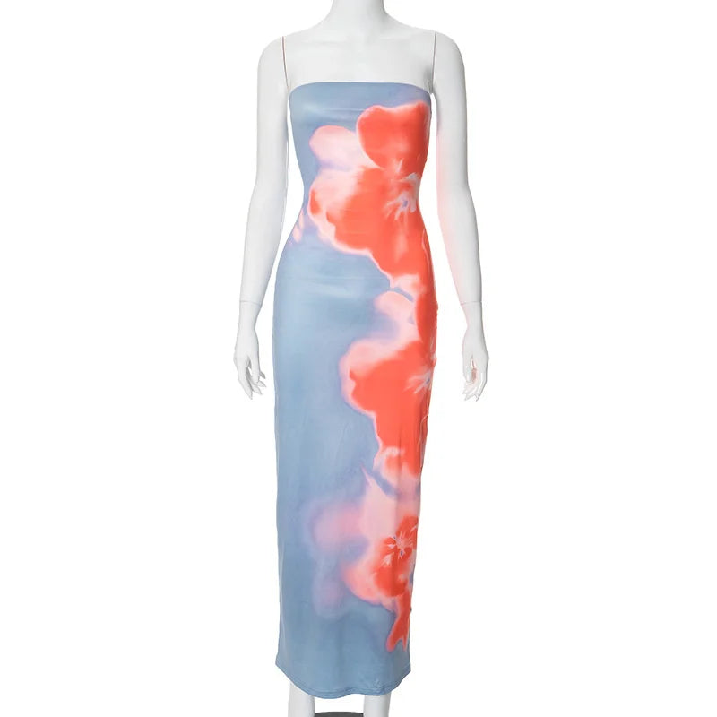 GlamourWave™ – Damen Maxi Kleid Trägerlos Elegante Sommerliche Silhouette 5
