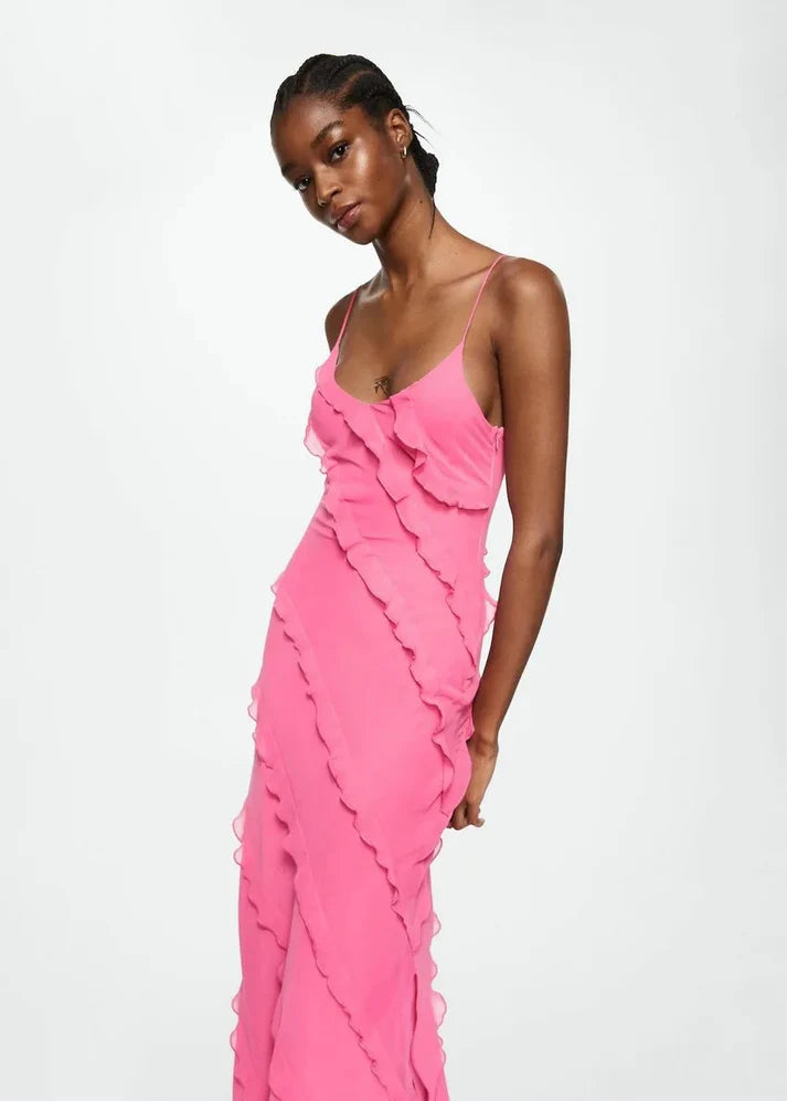 BelleRuffle™ – Elegantes Langes Damenkleid mit Volants