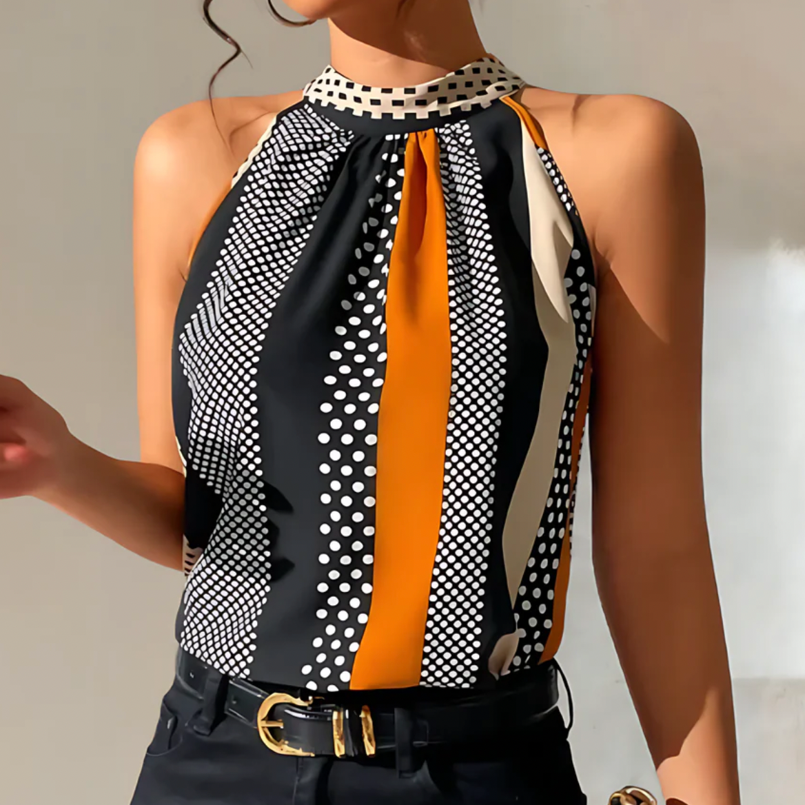 PolkaChic™ – Damen Tops Neckholder Top mit Elegantem Polka Dot Design 2