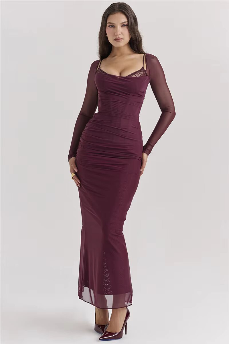 Variant image for Missi™ – Damen Abendkleid Lang mit Eleganter Silhouette und Transparenten Ärmeln-4