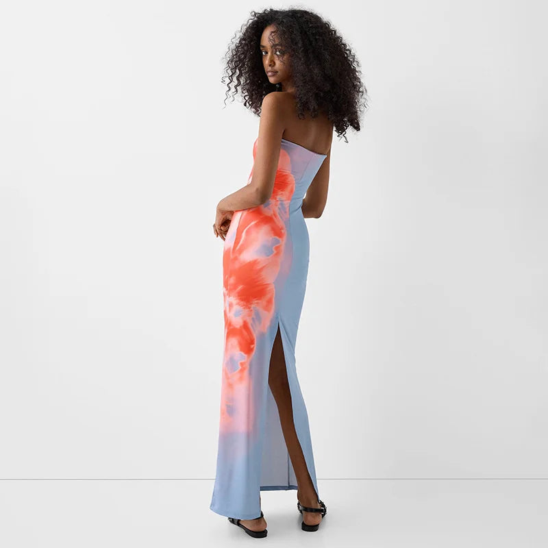 GlamourWave™ – Damen Maxi Kleid Trägerlos Elegante Sommerliche Silhouette 3