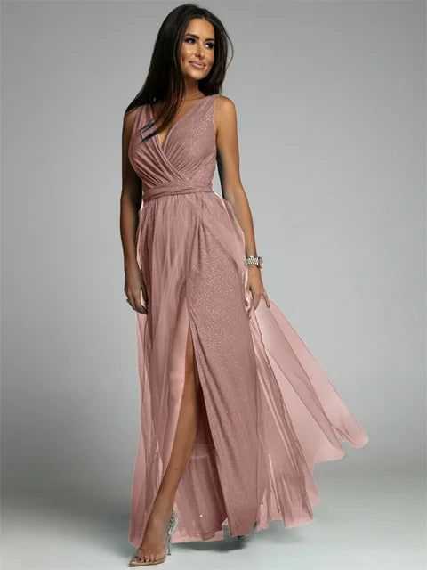 Variant image for Thea™ – Damen Kleid Hochzeitsgast mit V-Ausschnitt und Glamourösen Details-11