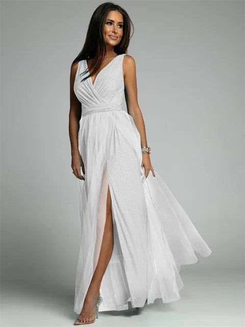 Variant image for Thea™ – Damen Kleid Hochzeitsgast mit V-Ausschnitt und Glamourösen Details-26