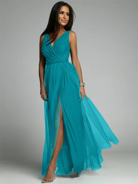 Variant image for Thea™ – Damen Kleid Hochzeitsgast mit V-Ausschnitt und Glamourösen Details-6