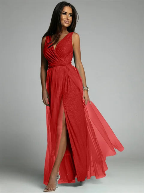 Variant image for Thea™ – Damen Kleid Hochzeitsgast mit V-Ausschnitt und Glamourösen Details-21