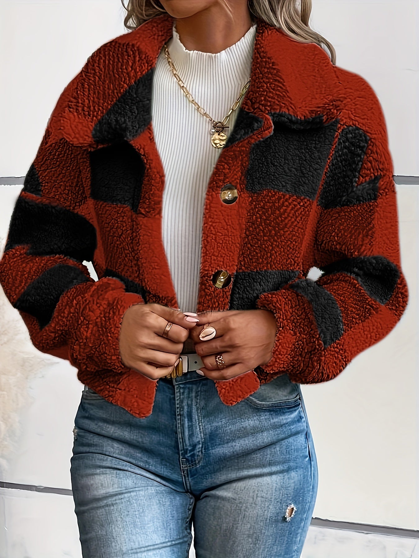 SoftLuxe™ – Kuschelige Teddyjacke für Damen mit stilvoller Knopfleiste