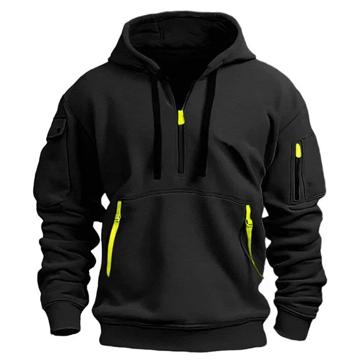 Sportliche Herren Kapuzenpullover mit Halbreißverschluss