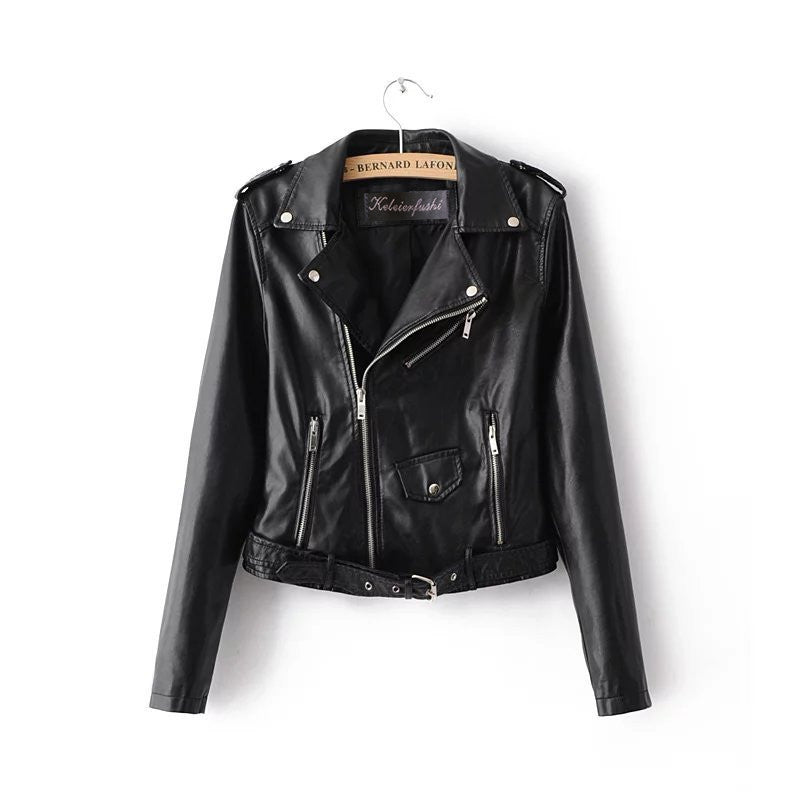 Elarova |  Stylische Damen-Lederjacke mit Gürtel