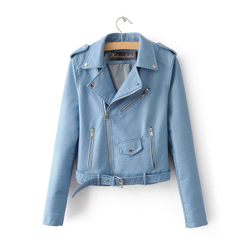 Elarova |  Stylische Damen-Lederjacke mit Gürtel