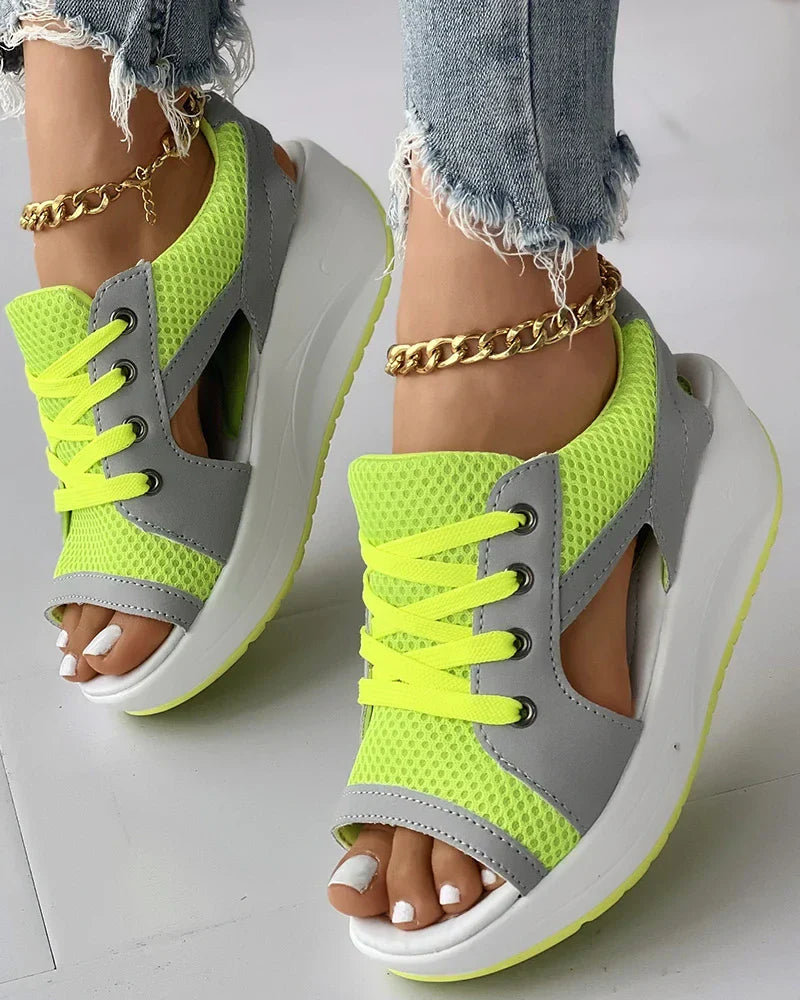 W&W™ – Damen Sandalen mit Gepolstertem Fußbett und Erhöhter Sohle-2
