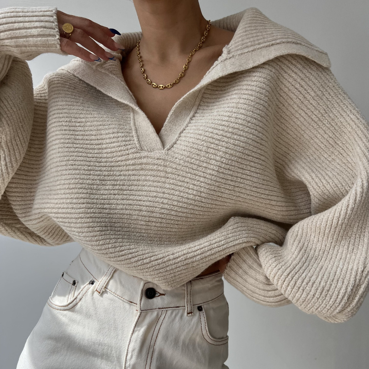 Elarova |  Übergroßer Strickpullover für Damen