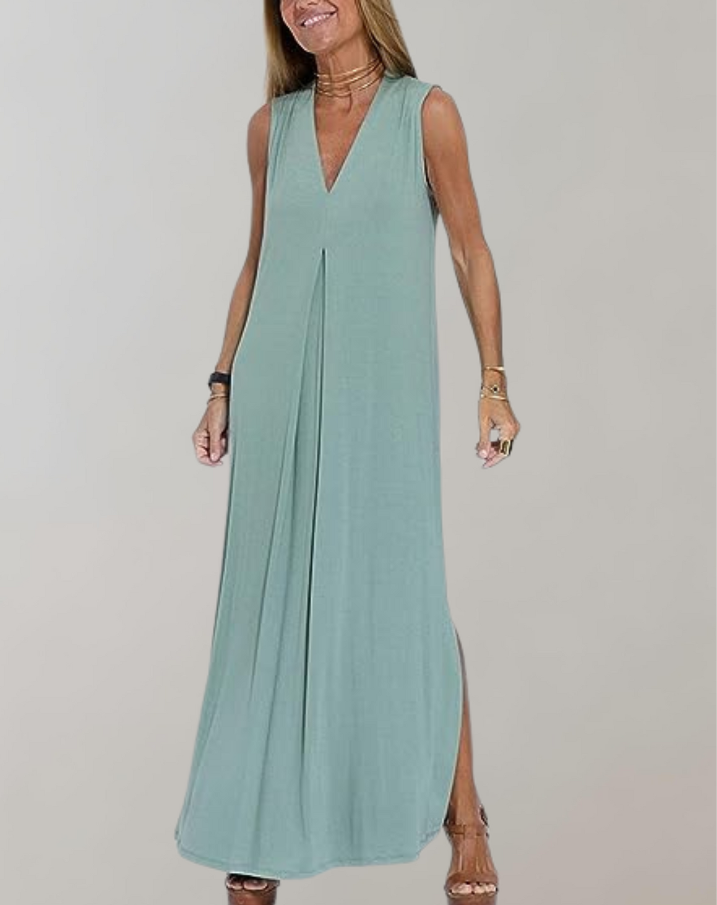 V-Ausschnitt-Kleid Thora – figurformend