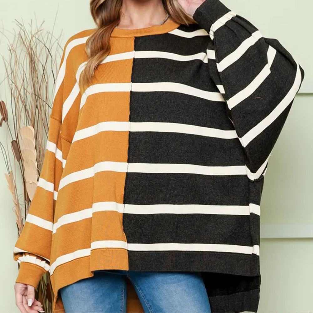Victorias Damen-Freizeitpullover: Stilvoller gestreifter Pullover