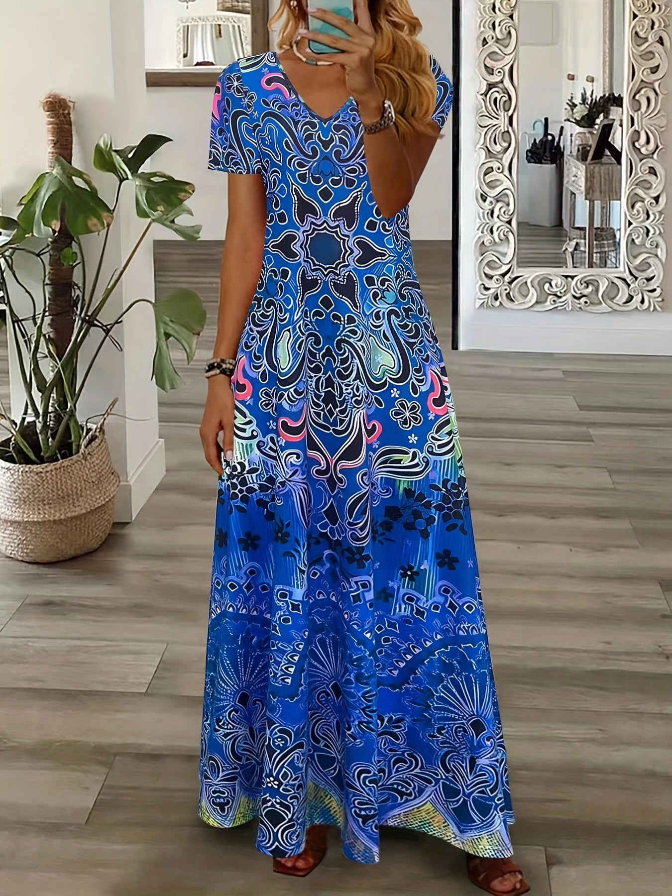 VintageVibe™ – Boho Maxikleid für Damen mit floralem Muster