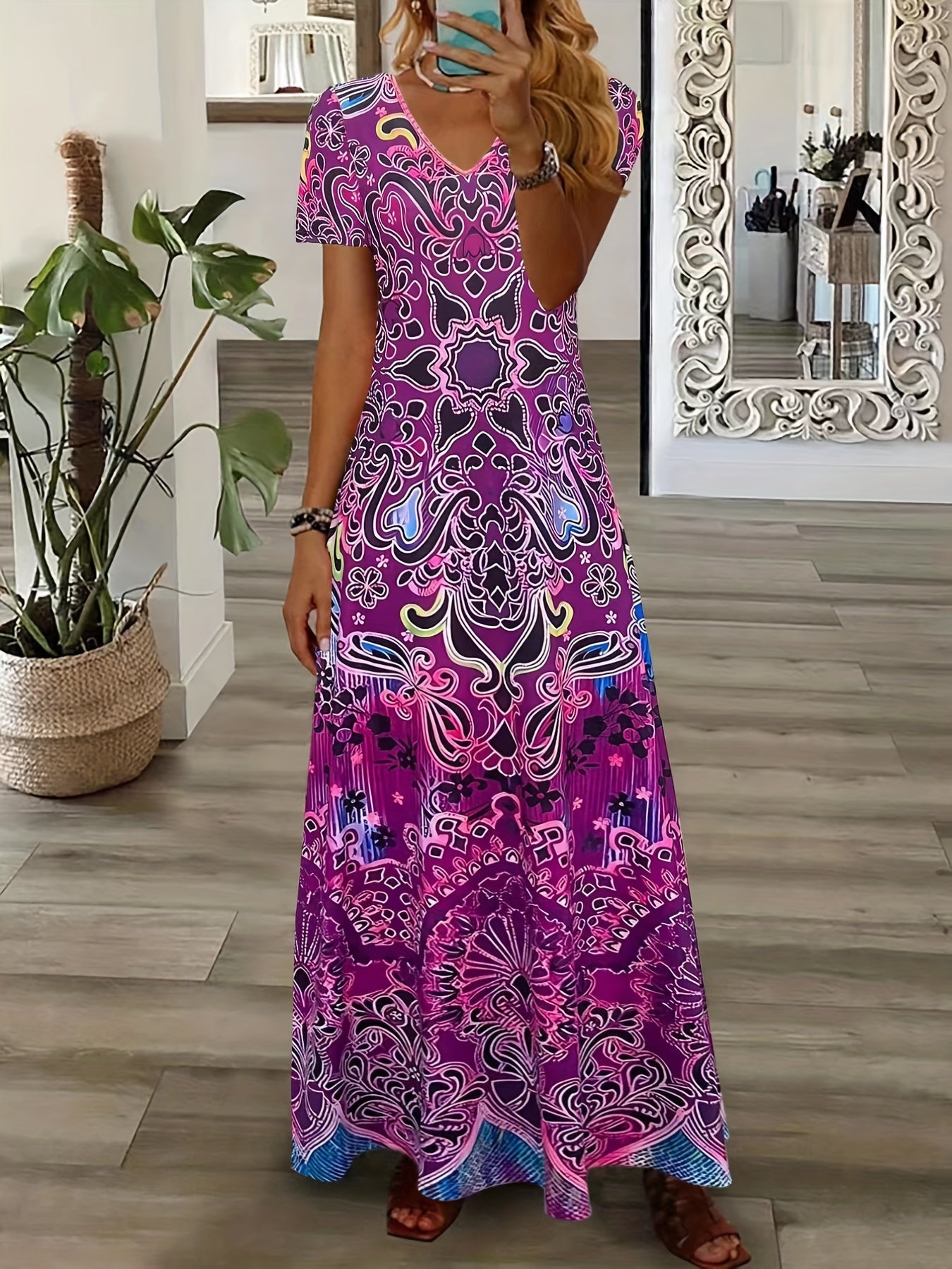 VintageVibe™ – Boho Maxikleid für Damen mit floralem Muster
