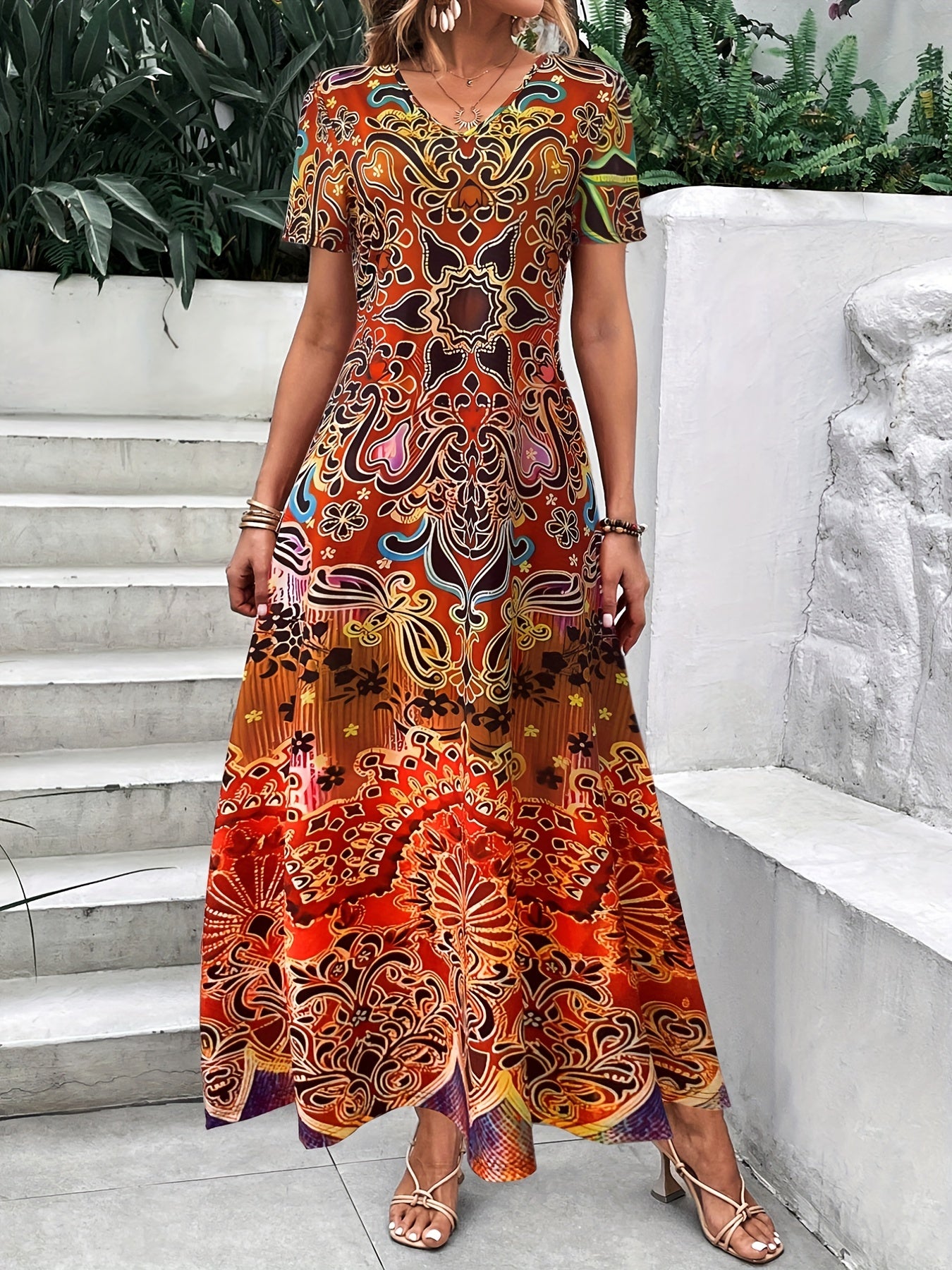 VintageVibe™ – Boho Maxikleid für Damen mit floralem Muster