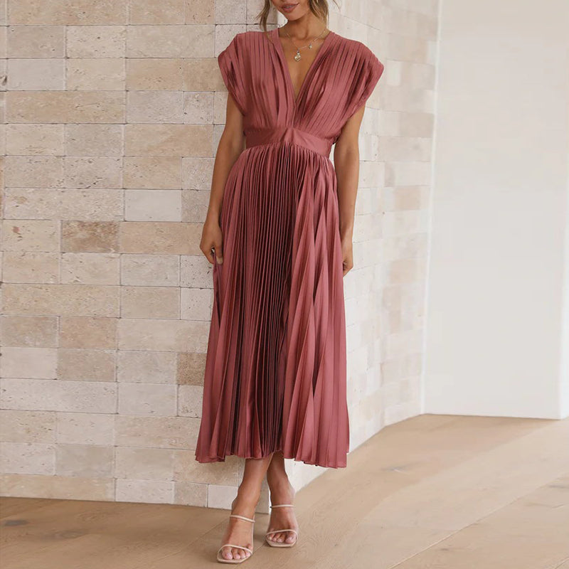 W&W™ – Damen Kleid V-Ausschnitt Elegante Silhouette Bequem & Vielseitig-2