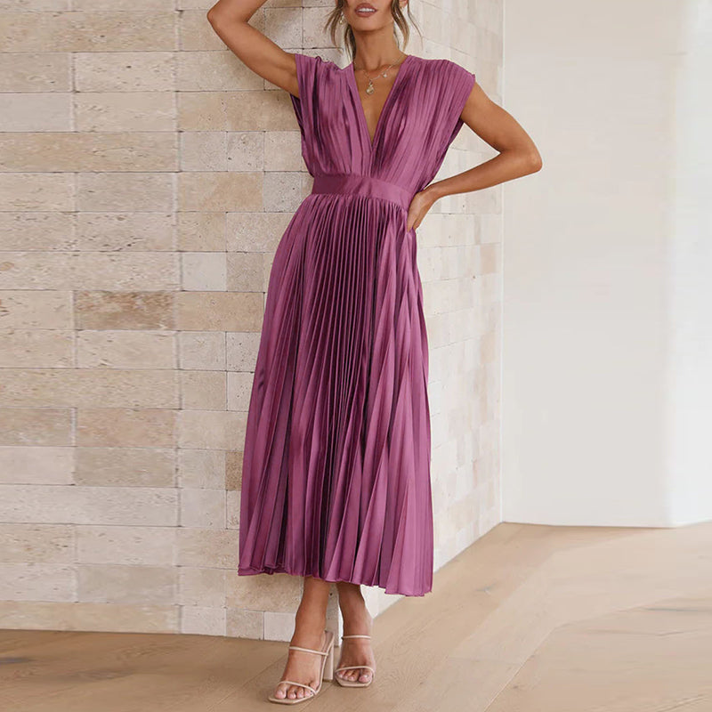 W&W™ – Damen Kleid V-Ausschnitt Elegante Silhouette Bequem & Vielseitig-3