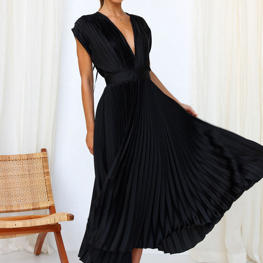 W&W™ – Damen Kleid V-Ausschnitt Elegante Silhouette Bequem & Vielseitig-4