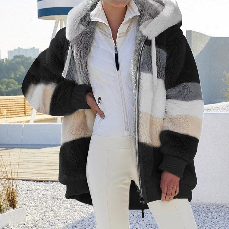 Elarova |  Weiche Jacke mit Kapuze für Damen